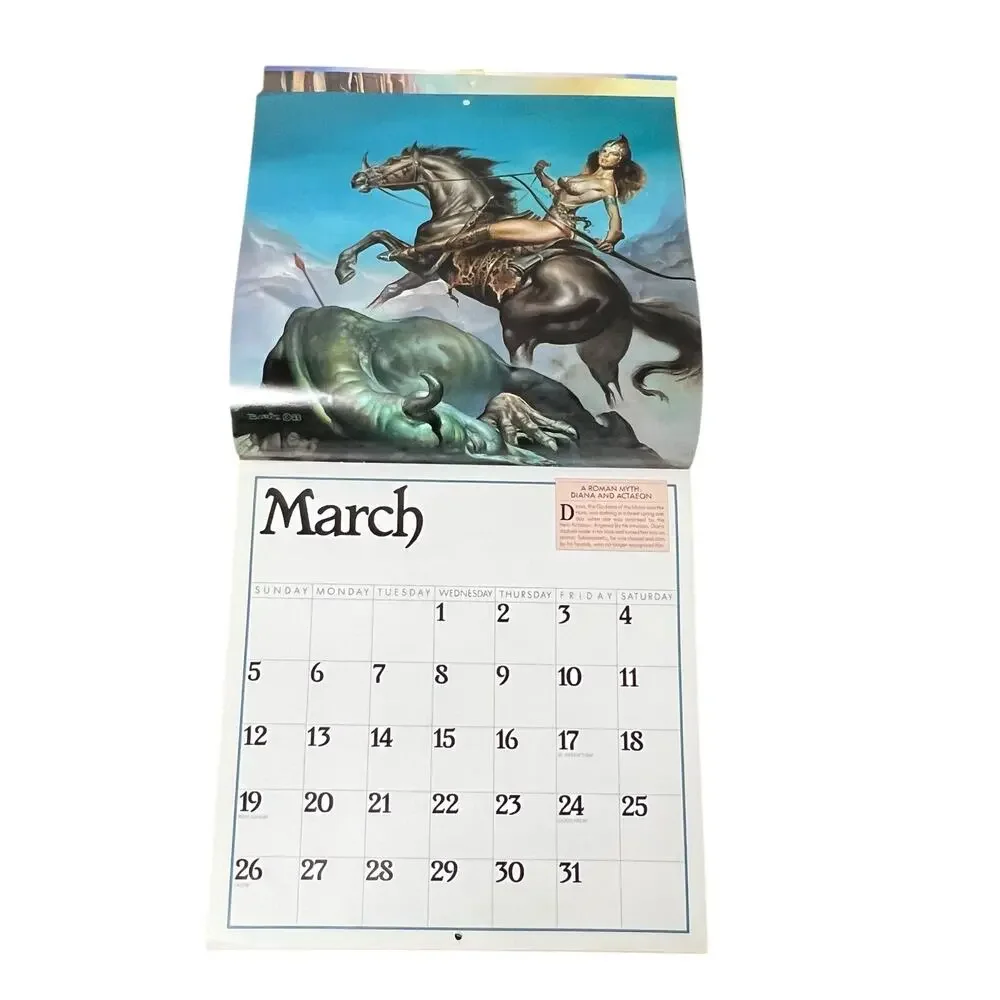 1989 Boris Vallejo Mythology Calendar Unused same dates again in 2034